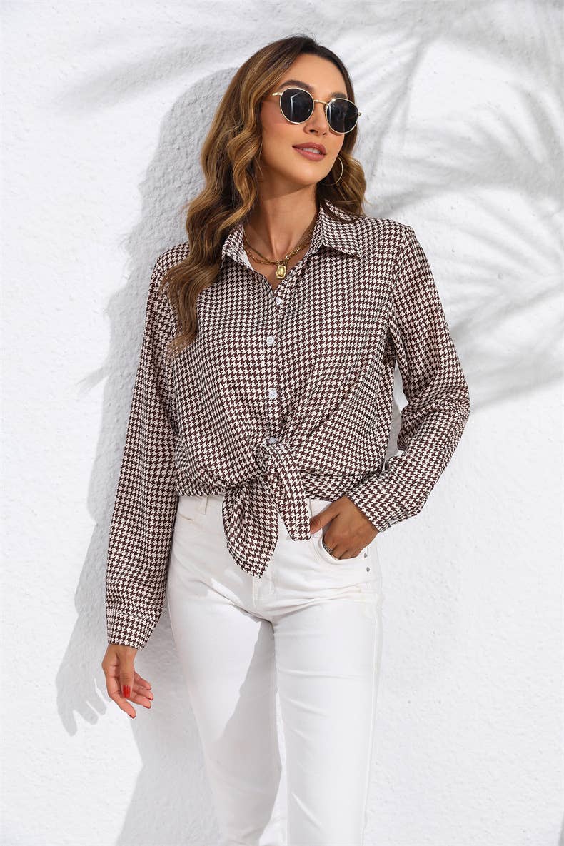 LAPEL PLAID RELAXED LONG-SLEEVED SHIRT