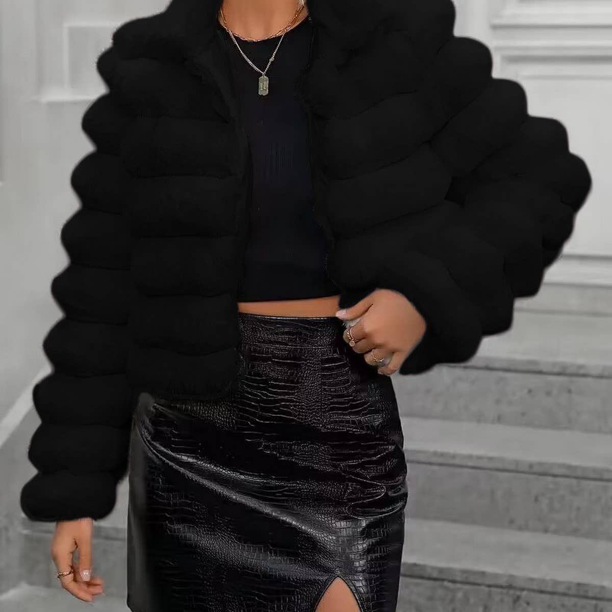 Elegant Faux Fur Short Coat for Women Winter