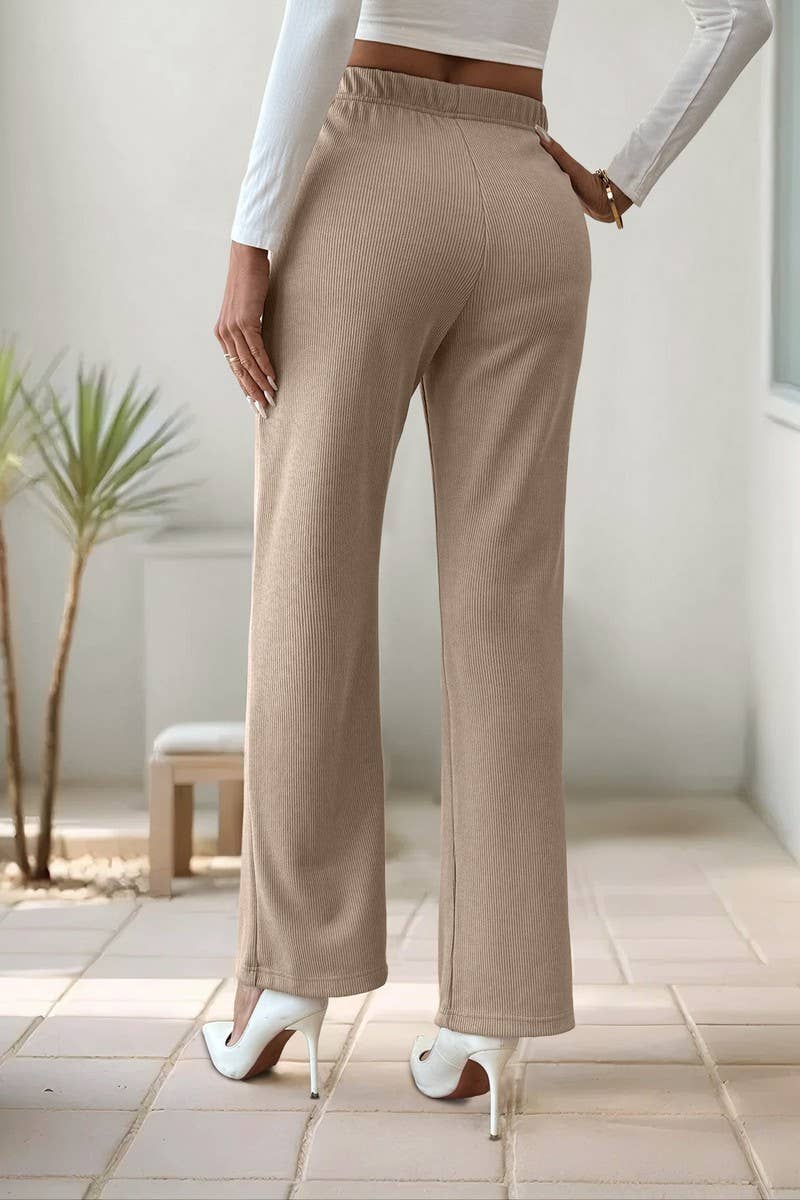 CWBLP2149_SOLID HIGH WAIST SPLIT STRAIGHT PANTS