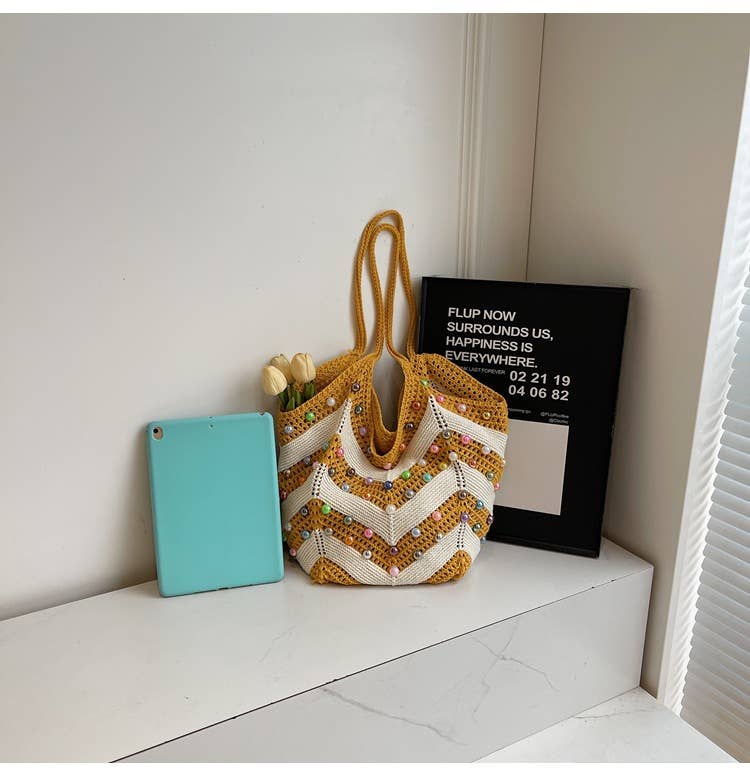 Pearl hollowed-out large-capacity underarm bag