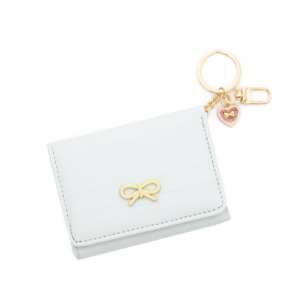 Korean Style Bow Heart Short Trifold Wallet_CUAB00444