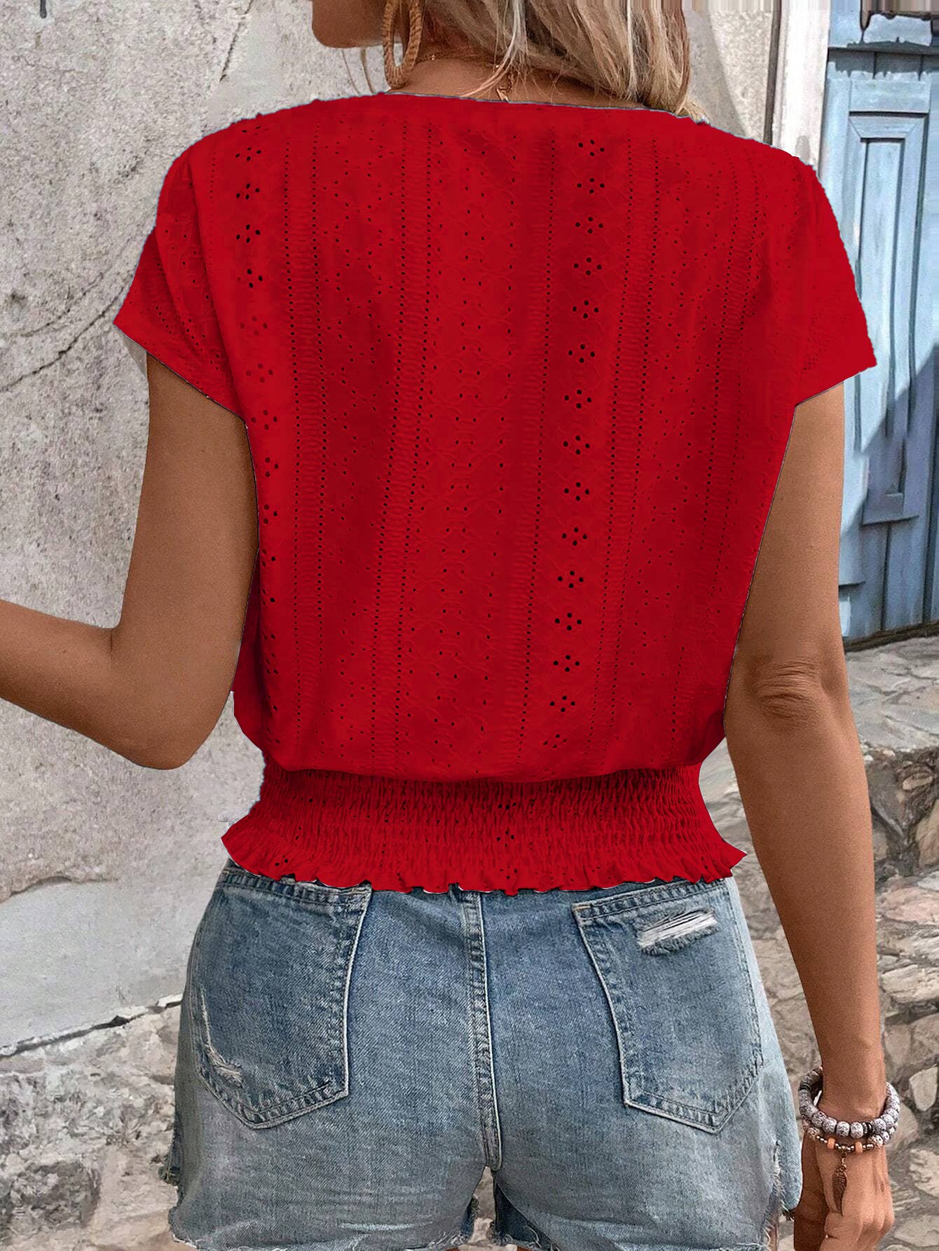 Round neck solid color short sleeve T-shirt