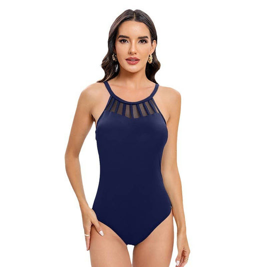 Solid backless slim-fit bikini