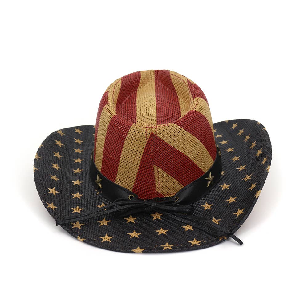 4th of July Vintage Cowboy Hat Woven Straw Unisex_CWAH1445
