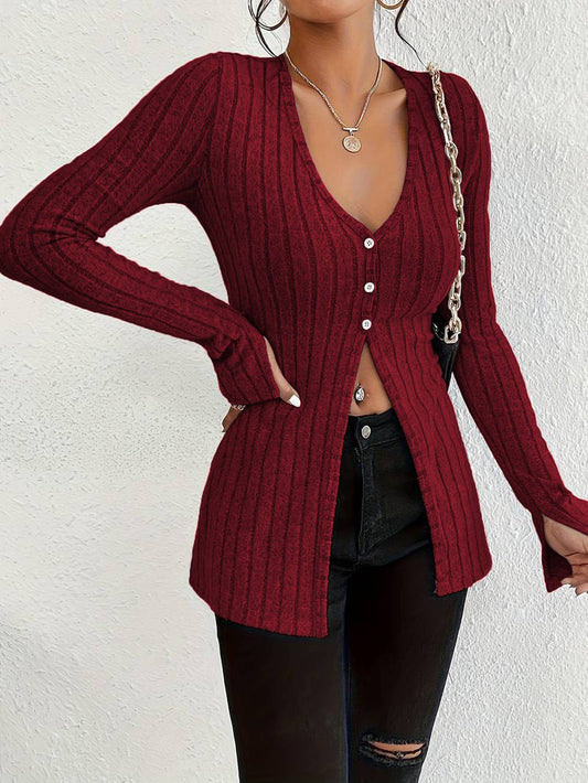 LONG SLEEVE MIDRIFF DESIGN BASE TOP