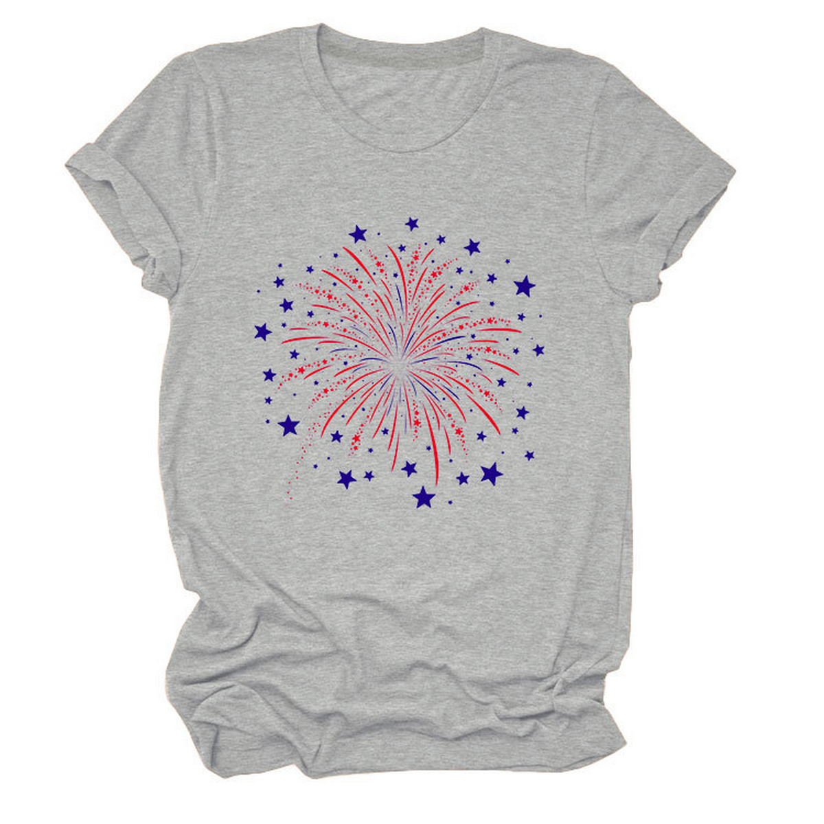 Trendy Loose Star Fireworks Graphic Tee for Women