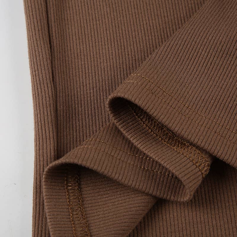 V-neck button-down waist-cinching knitted dress