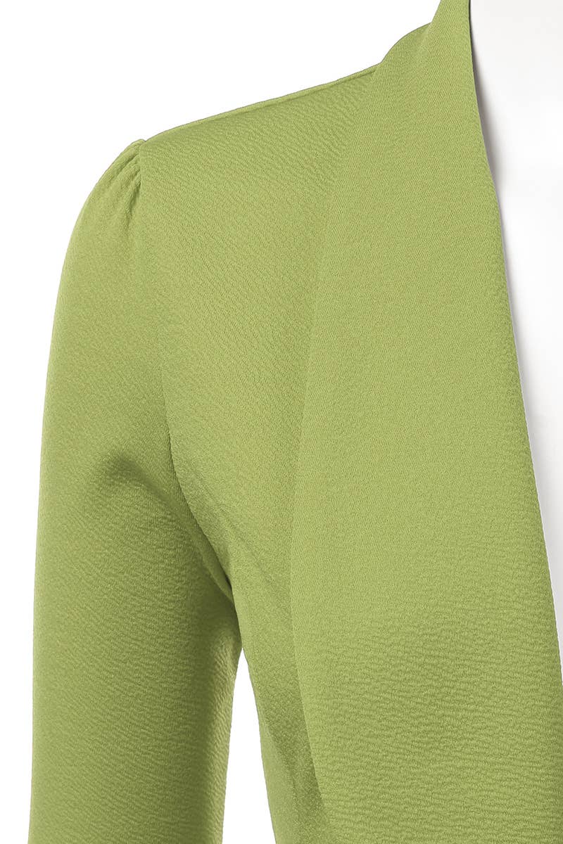 CWOBL089_Casual Work 3/4 Sleeve Open Front Blazer