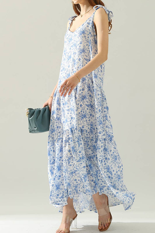 CWDMD543_SLEEVELESS STRAP TIE DRESS