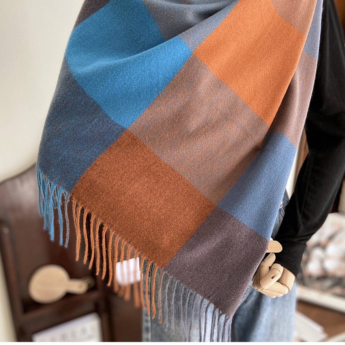 Warm Plaid Scarf Shawl for Women--Soft Winter Wrap