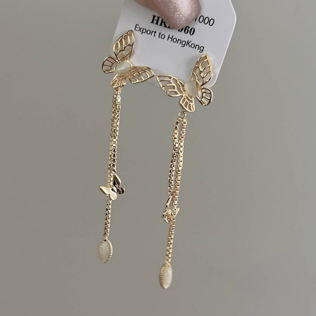 HOLLOW CAT'S EYE BUTTERFLY PENDANT STUD EARRINGS