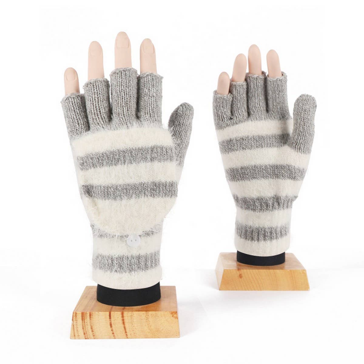 WINTER WOOL KNITTED HALF-FINGER FLAP WARM GLOVES_CWAG0403