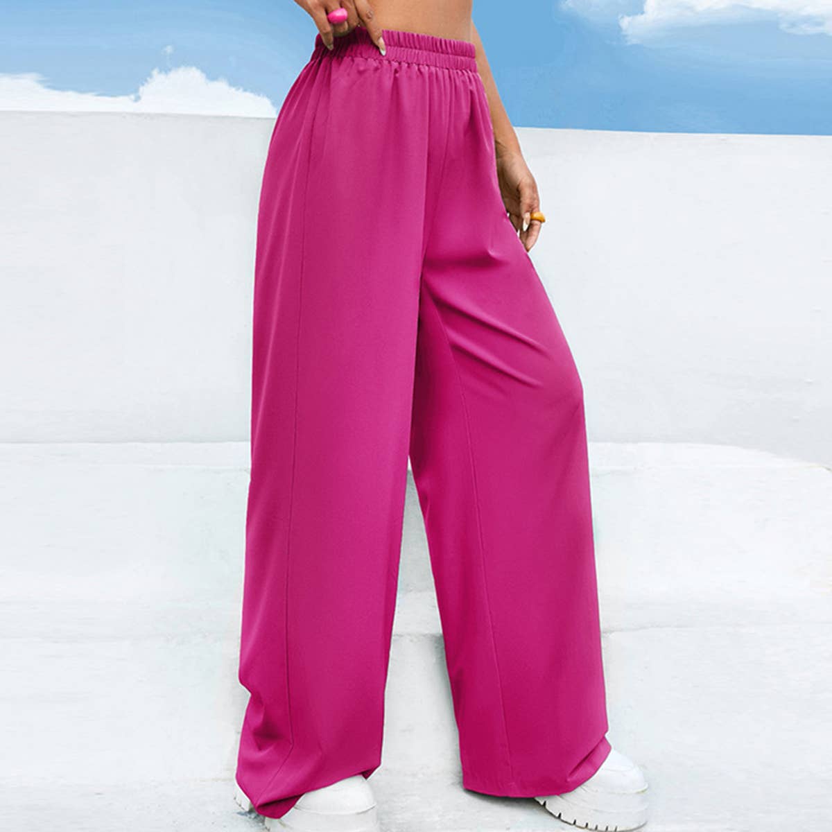 Solid color loose straight leg dance pants