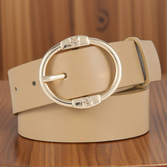 Slimming round pin buckle women's PU belt