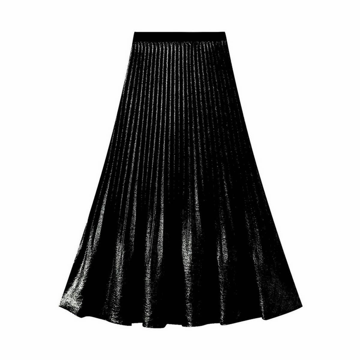 Pleated High-Waist Midi Skirt with Fishtail Design_CWBMS0342