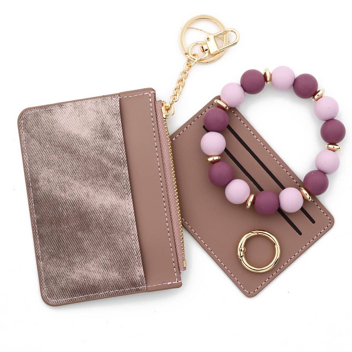 Chic PU Wallet with Silicone Bead BraceletCard Case_CWAB4954