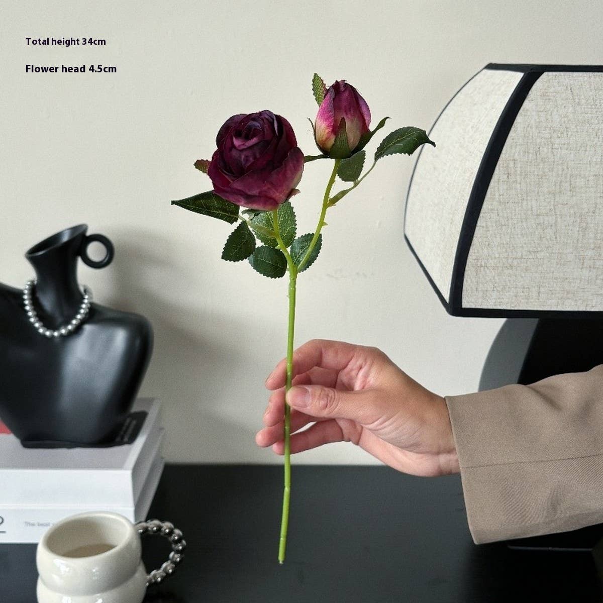 Vintage 2-Head Burnt Edge Mini Rose Bouquet