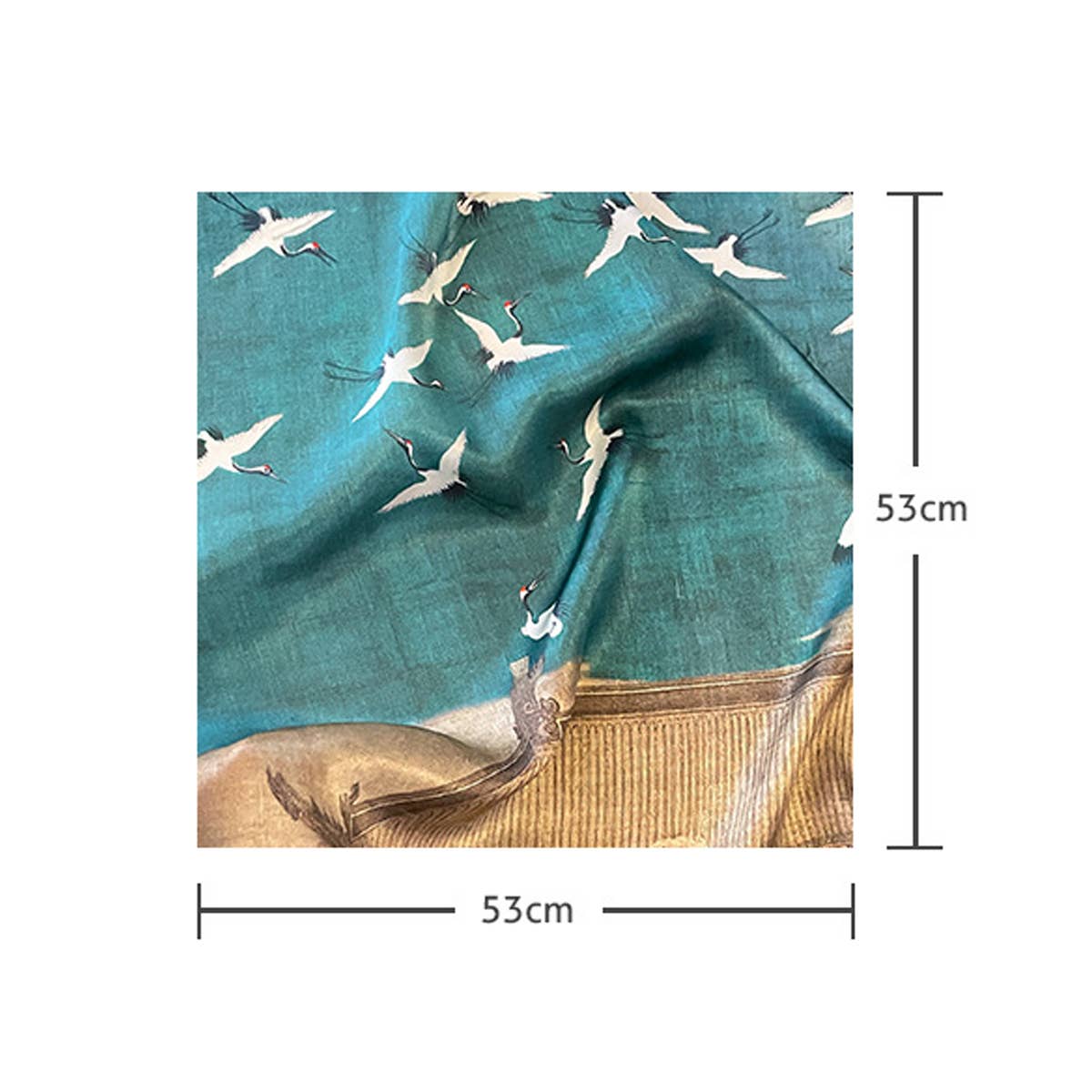 Crane Print 100% Silk Square Scarf 53cm for Women