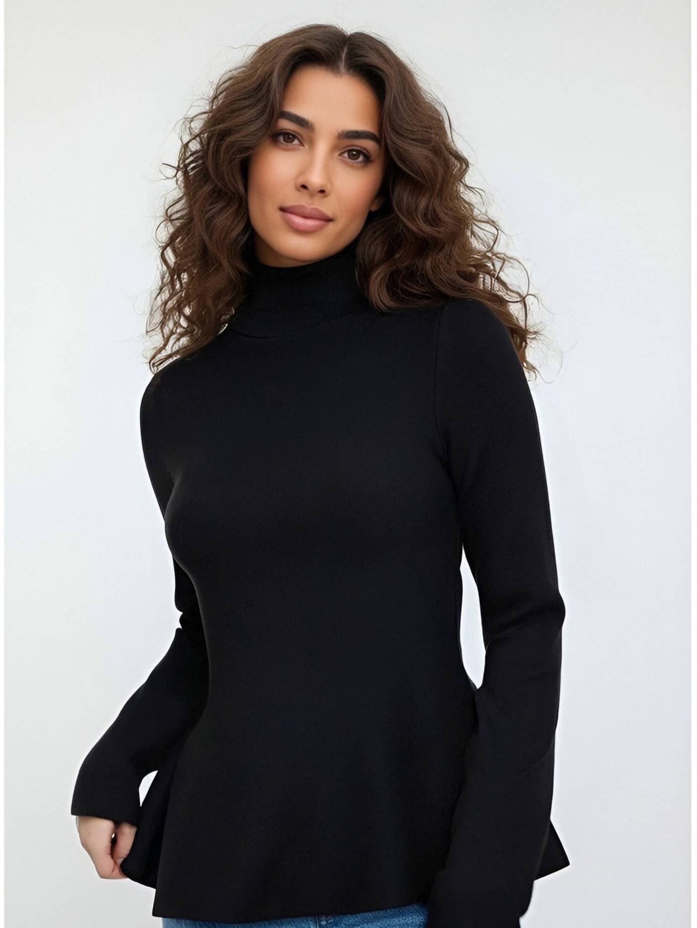 Fashion solid color high neck sweater