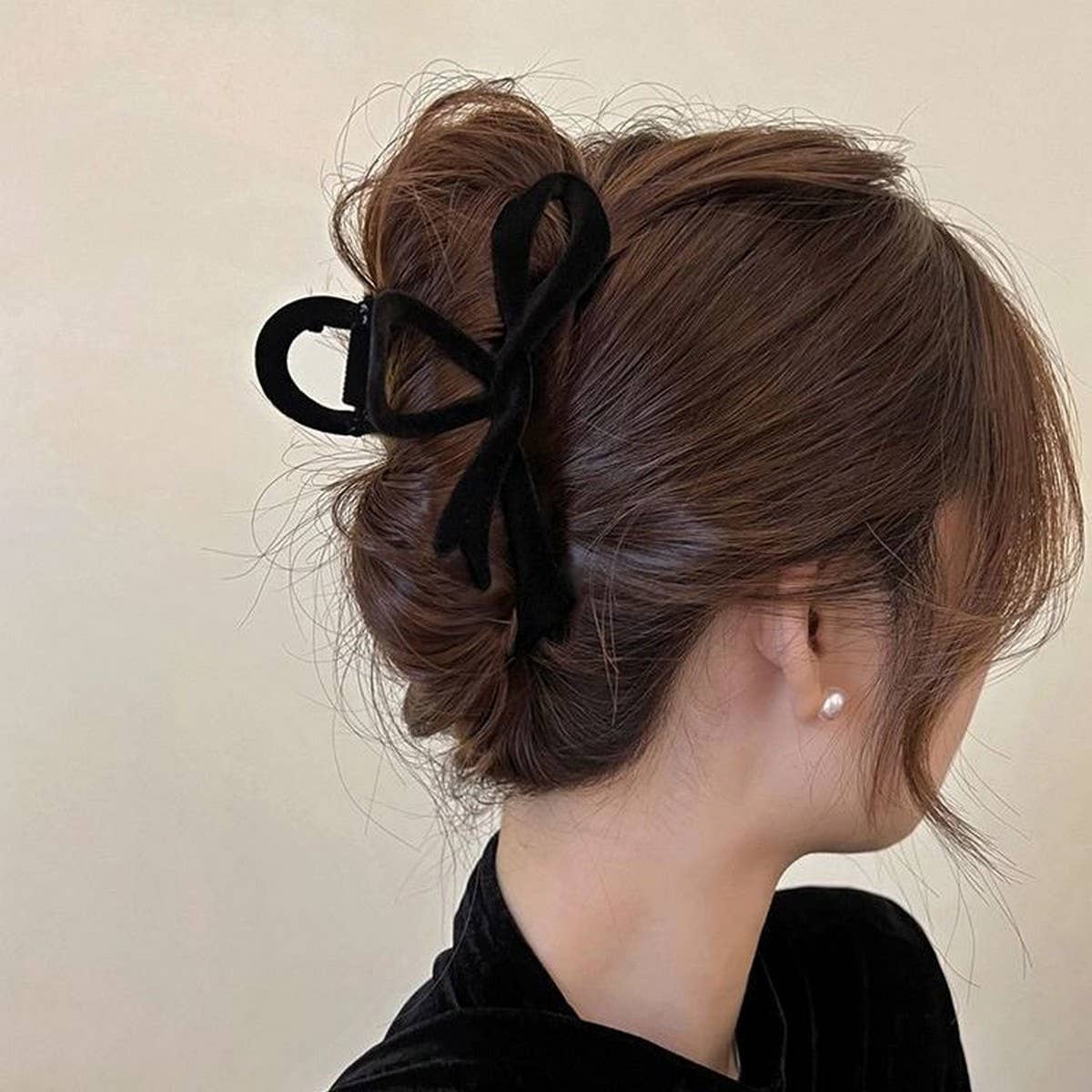 Velvet Bow Hair Clip Red Claw for Elegant Updos