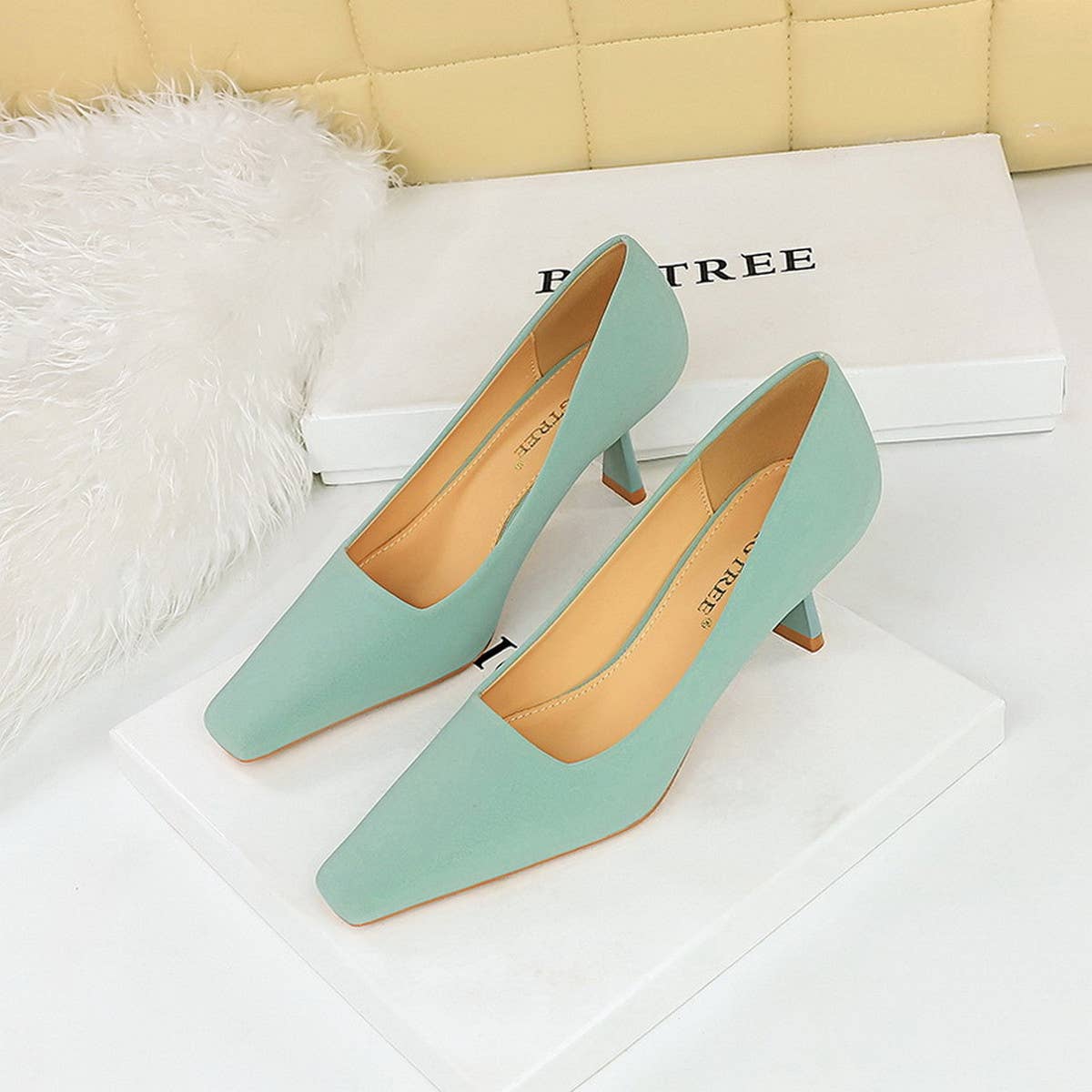 WOMEN SOLID COLOR SHALLOW POINTED TOE HIGH HEELS