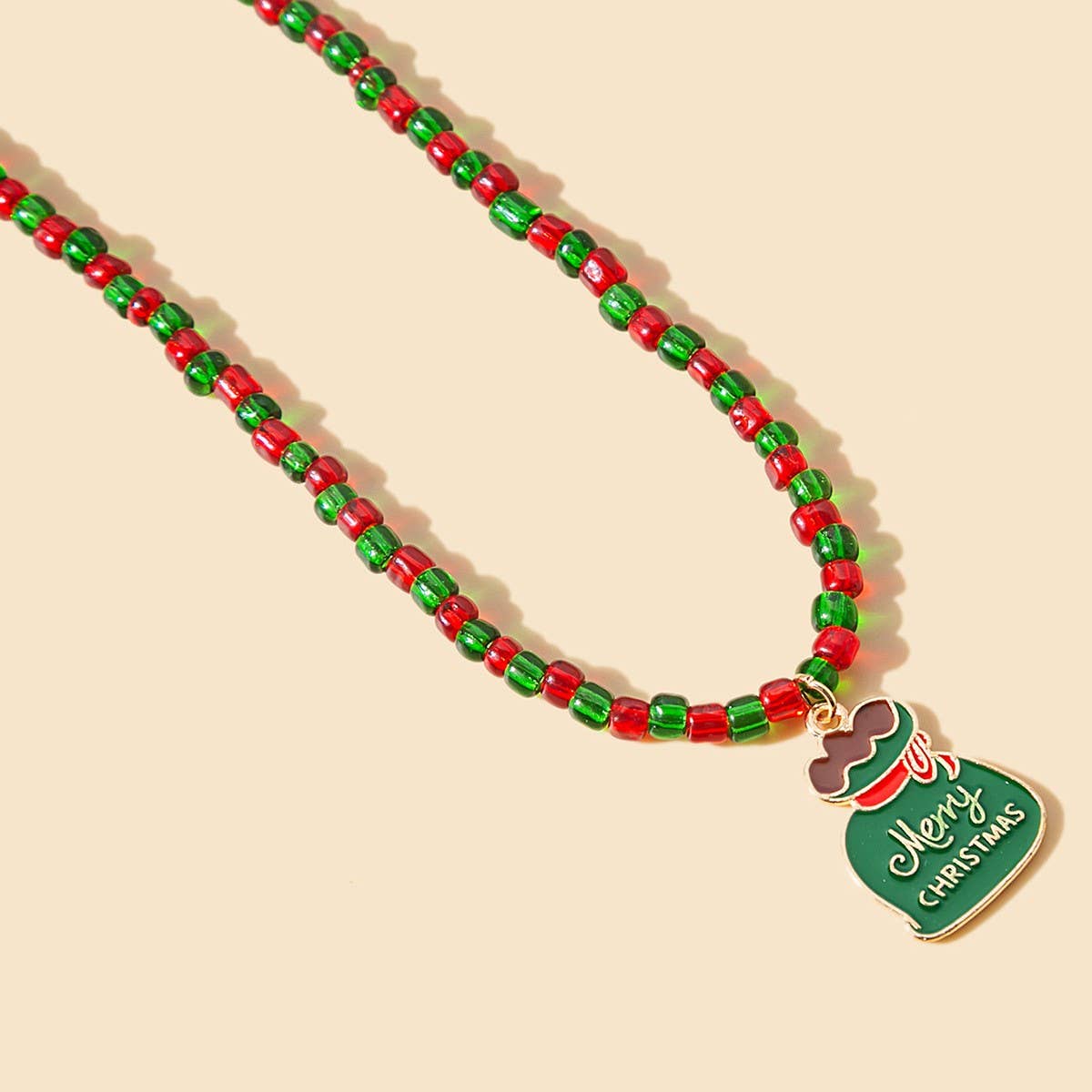 CHRISTMAS COLORBLOCK BEADED CARTOON EARRINGS