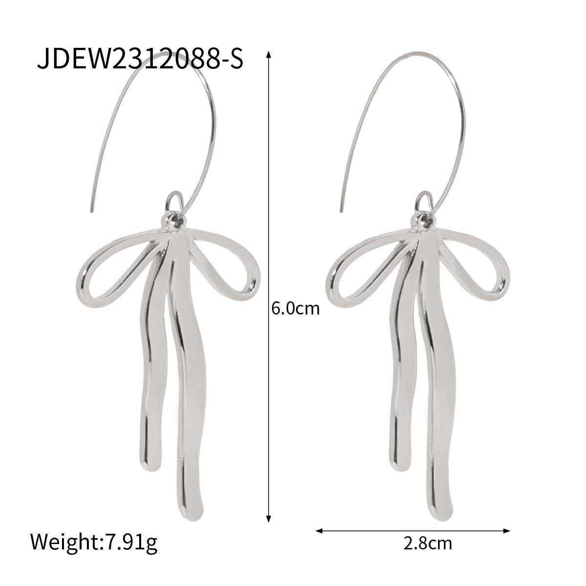 FASHION 18K GOLD STAINLESS STEEL BOW EARRINGS_CWASC1682