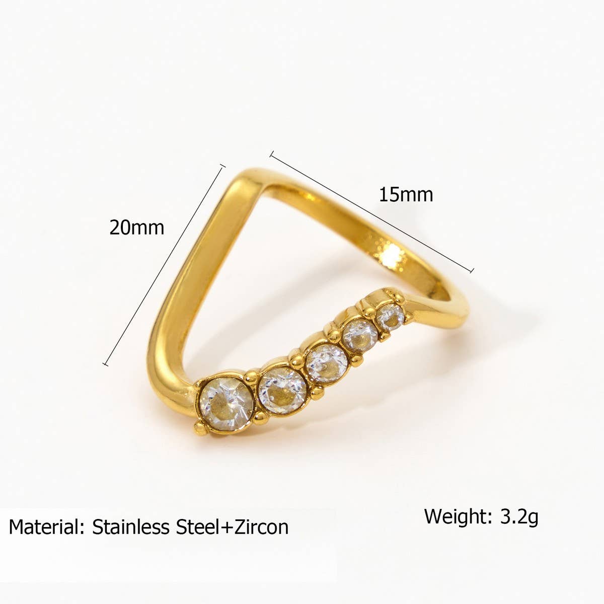 Geometric CZ Steel Ring with Luxe Gloss Finish