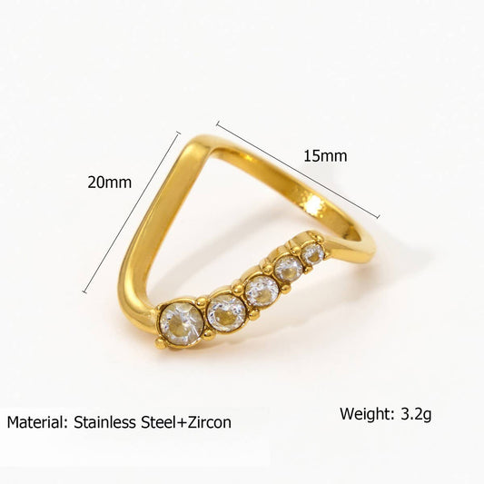 Geometric CZ Steel Ring with Luxe Gloss Finish