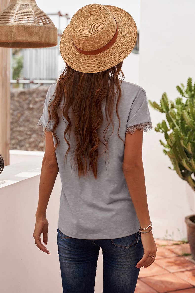 Sexy V-neck lace patchwork casual base