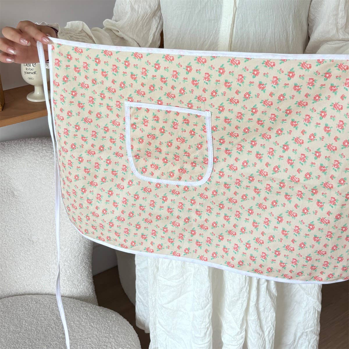 SMALL FRESH HALF-LENGTH CANVAS FLORAL APRON_CWMM5843