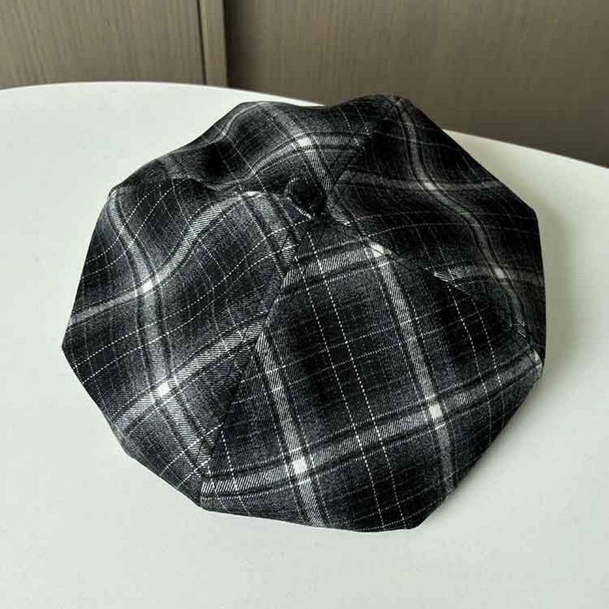 VINTAGE BRUSHED COTTON CHECK BERET_CWAB2910