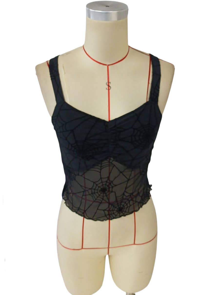 Spider web mesh see-through sleeveless vest
