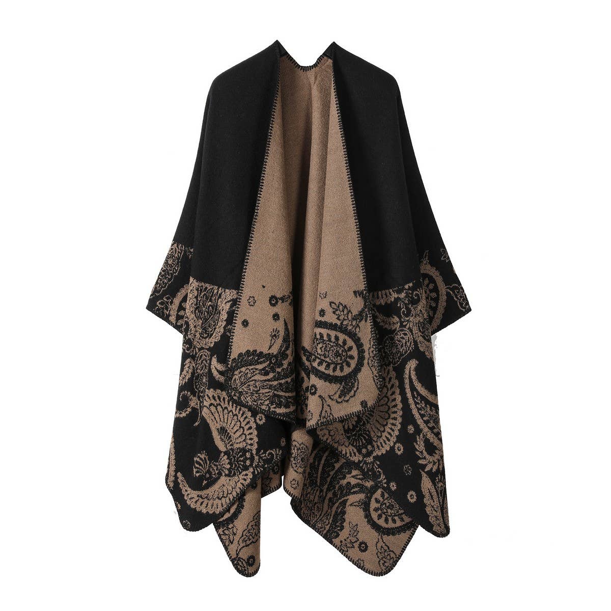 CASHEW FLOWER SHAWL SLIT CAPE DOUBLE-SIDED SCARF_CWASC2222