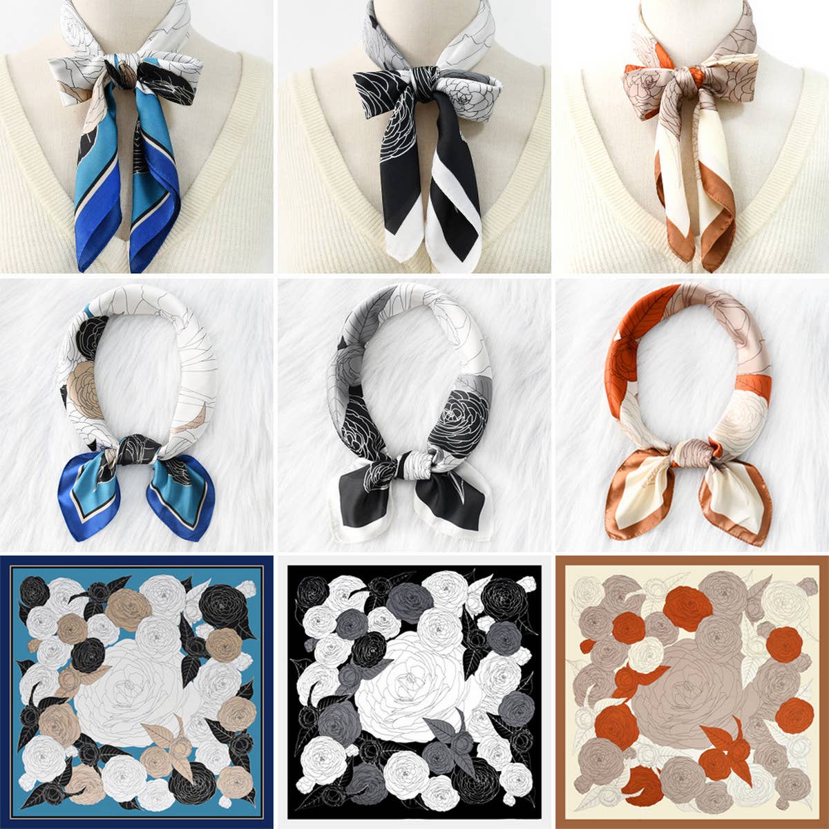 NEW FLORAL FLOWER SQUARE SCARF