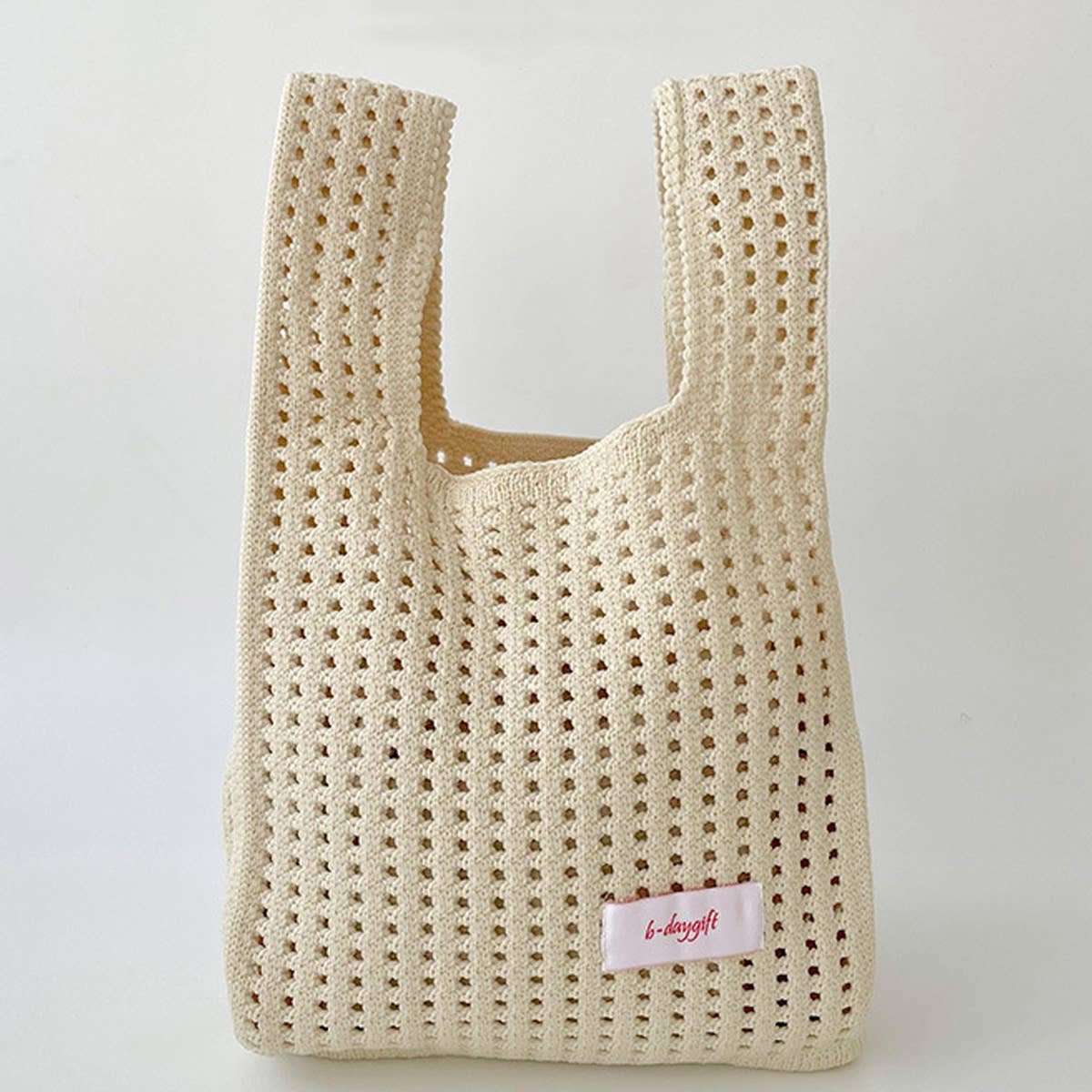 SOLID COLOR KNITTED HOLLOW SHOULDER BAG HANDBAG_CWAB1496