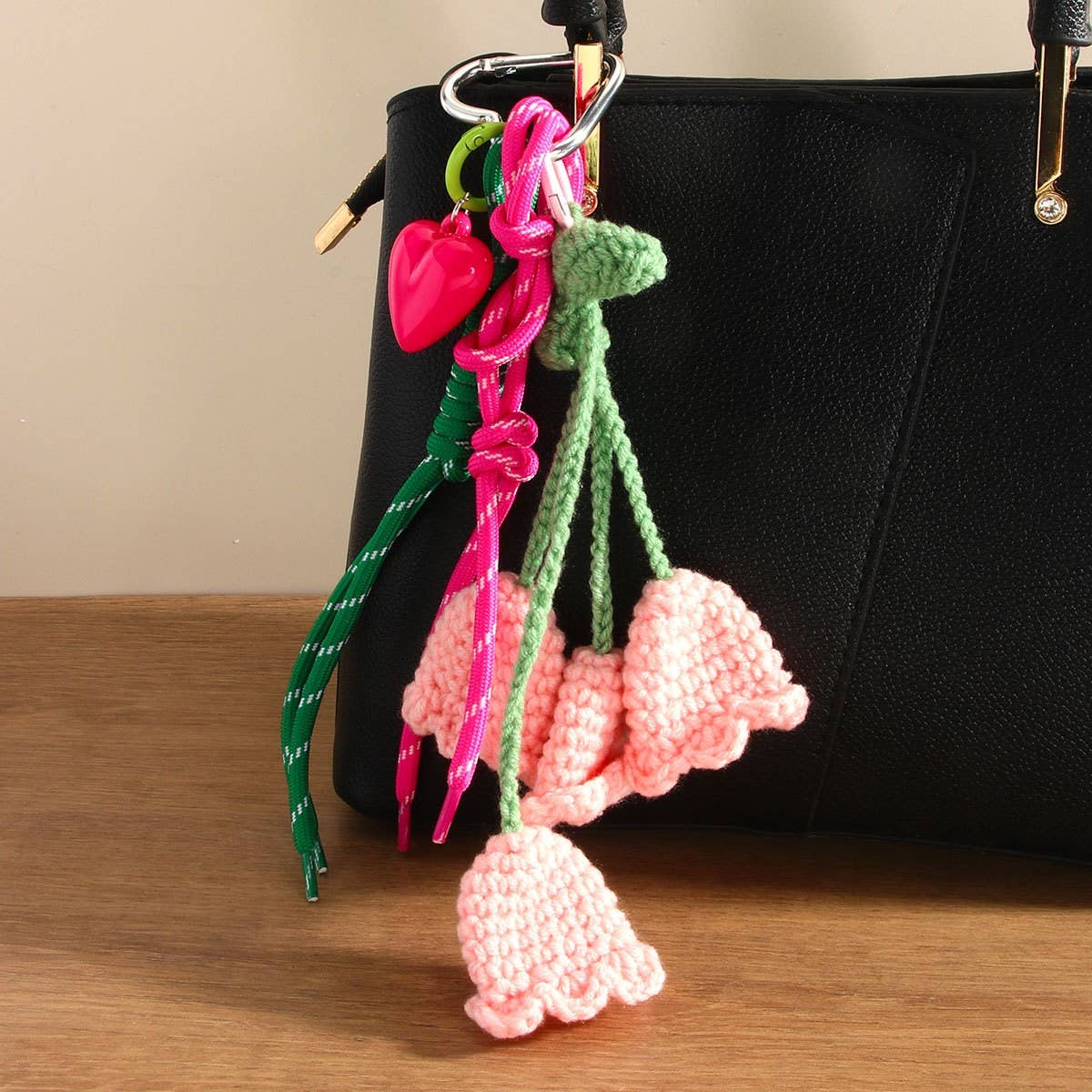 Handmade Lily of the Valley Yarn Keychain Charm