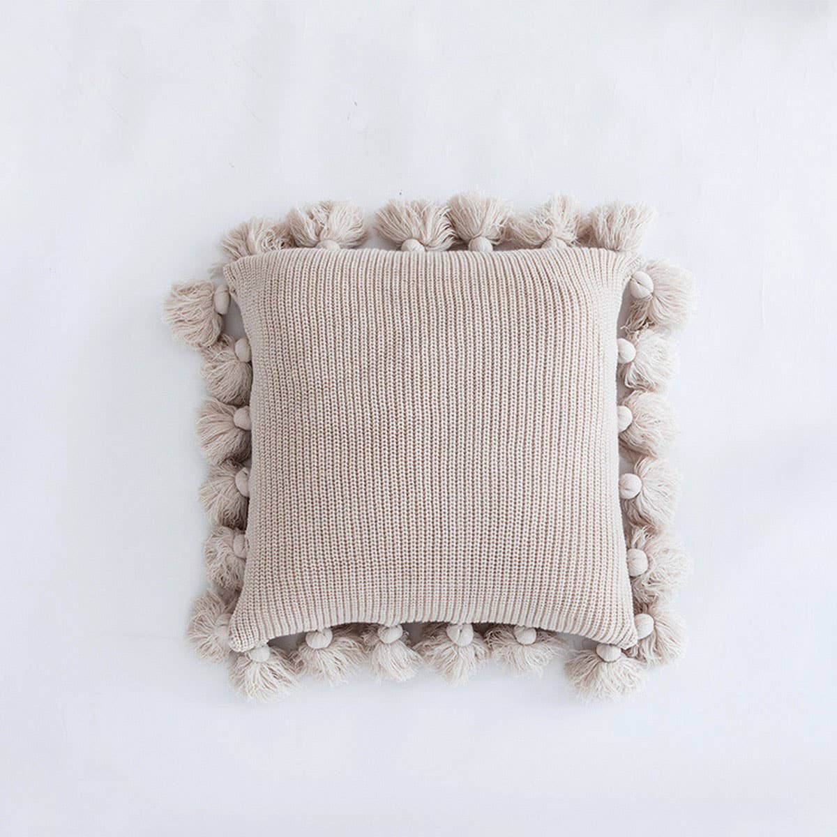 CREATIVE SOLID COLOR TASSEL WOOL THROW PILLOW