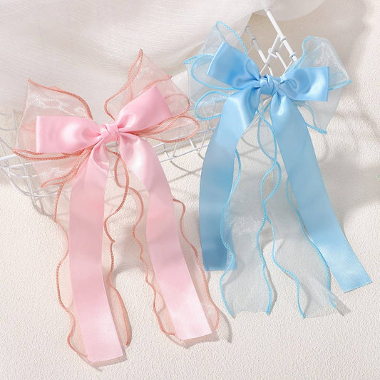 Kids Chiffon Ribbon Bow Hair Clip ? Solid Color