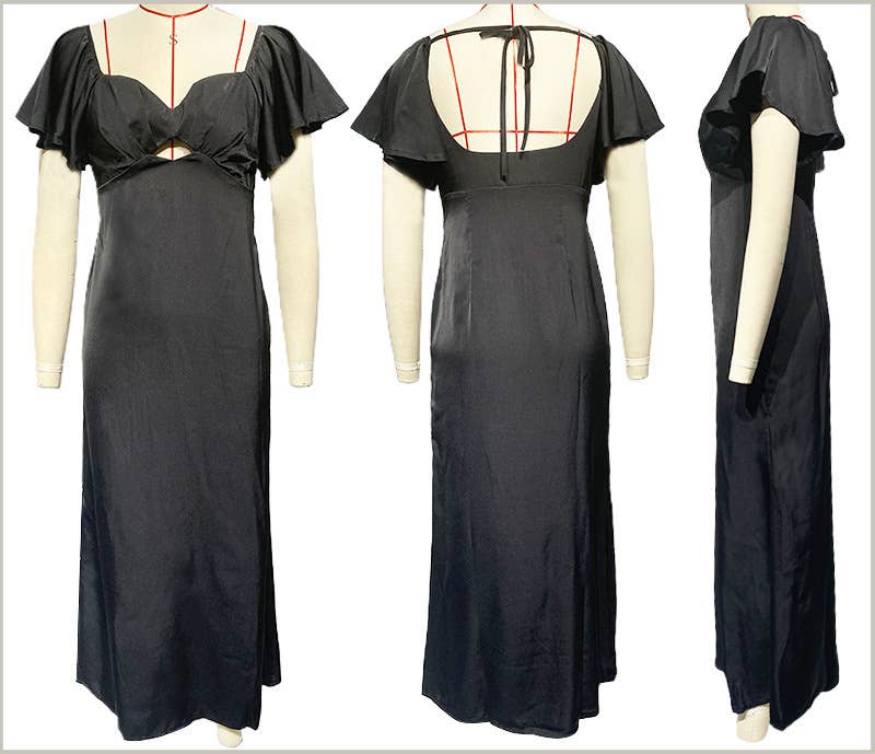 SOLID COLOR PEACH COLLAR SLIM-FIT DRESS