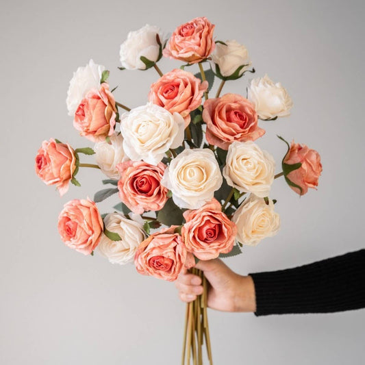 Elegant Burnt Edge Rose Bouquet for Table Decor