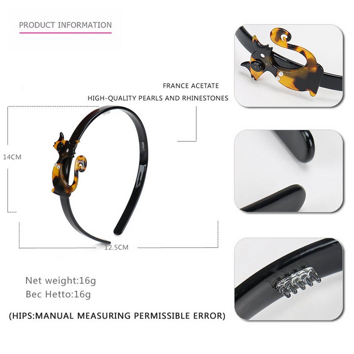 ACETATE HEADBAND CAT AND DOG HAIR ACCESSORIES_CWAHA4347