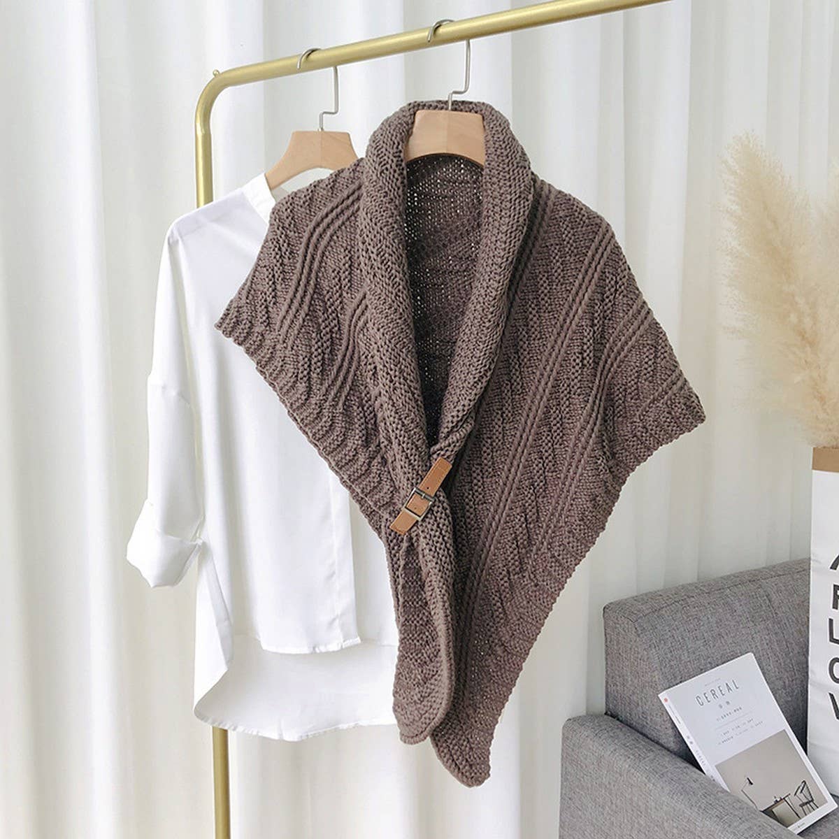 NEW LEATHER BUCKLE SHAWL TRIANGLE CLOAK