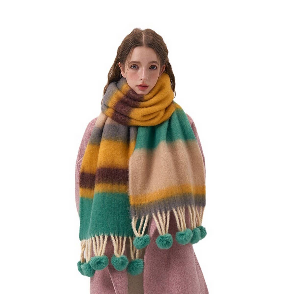 Colorblock Stripe Scarf ? Faux Cashmere Wrap