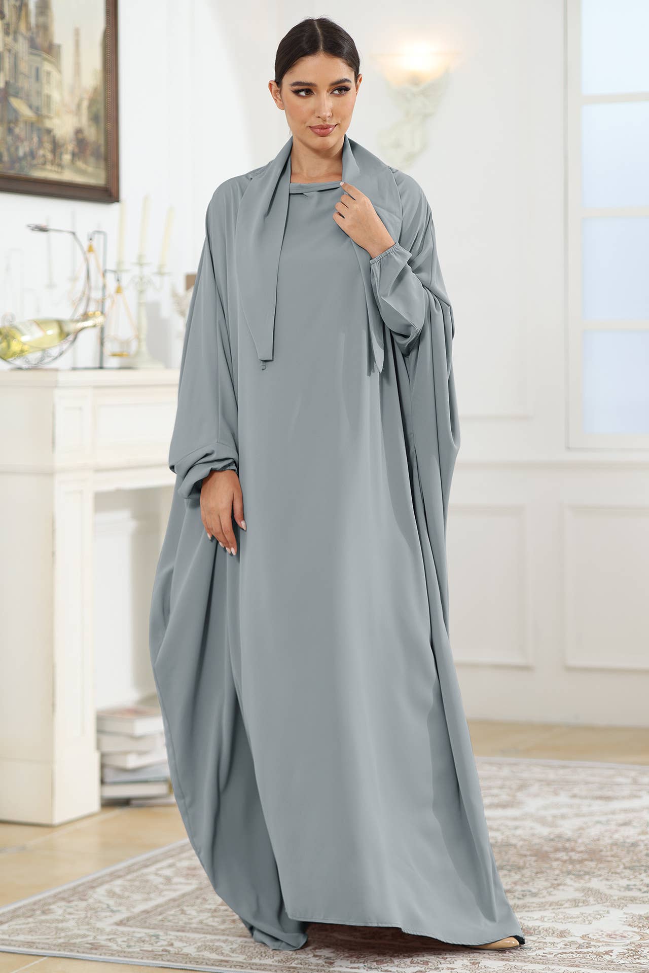 SATIN LACE ARABIC STYLE LOOSE DRESS