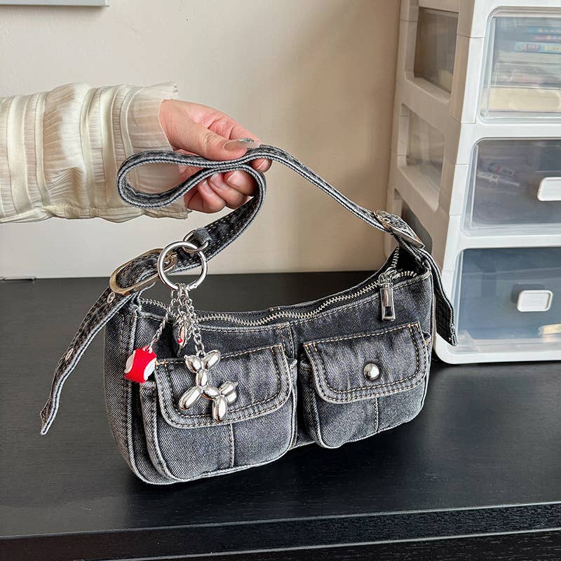 Fashionable denim single-shoulder crossbody bag