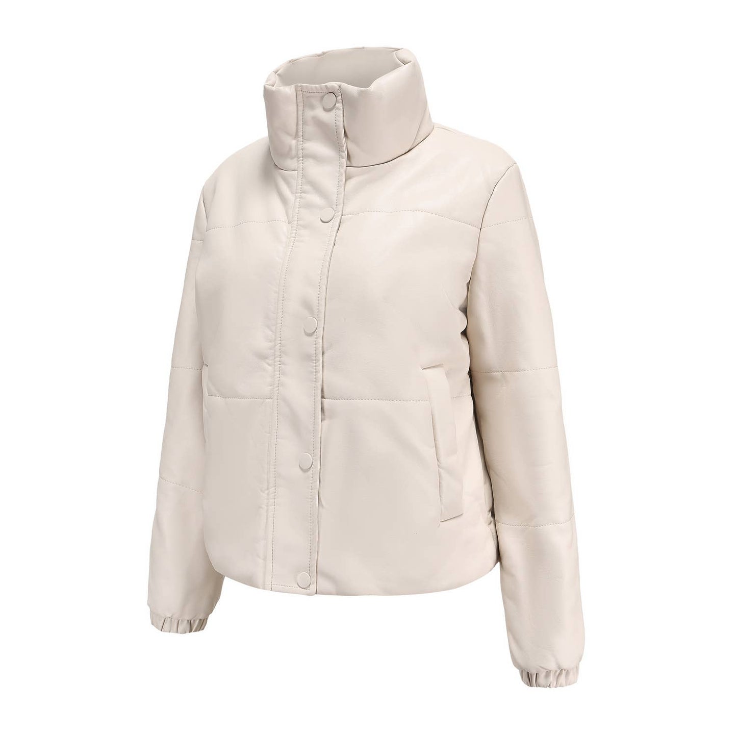 THICKENED COTTON COAT BREAD COAT PU LEATHER COAT