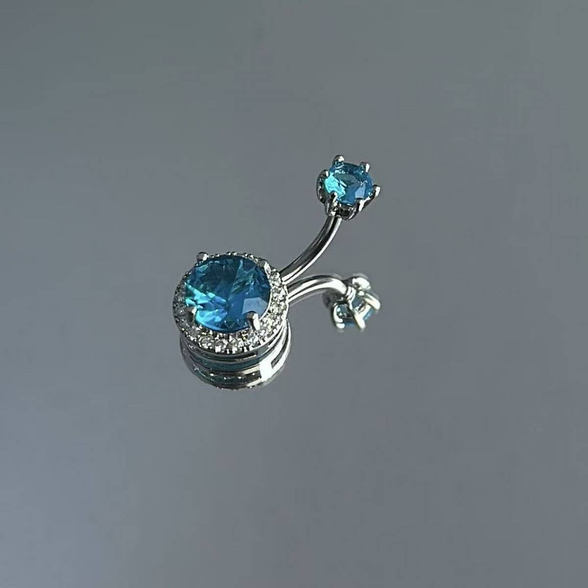 Pink CZ Belly Ring ??Elegant Navel Piercing_CWMM9196