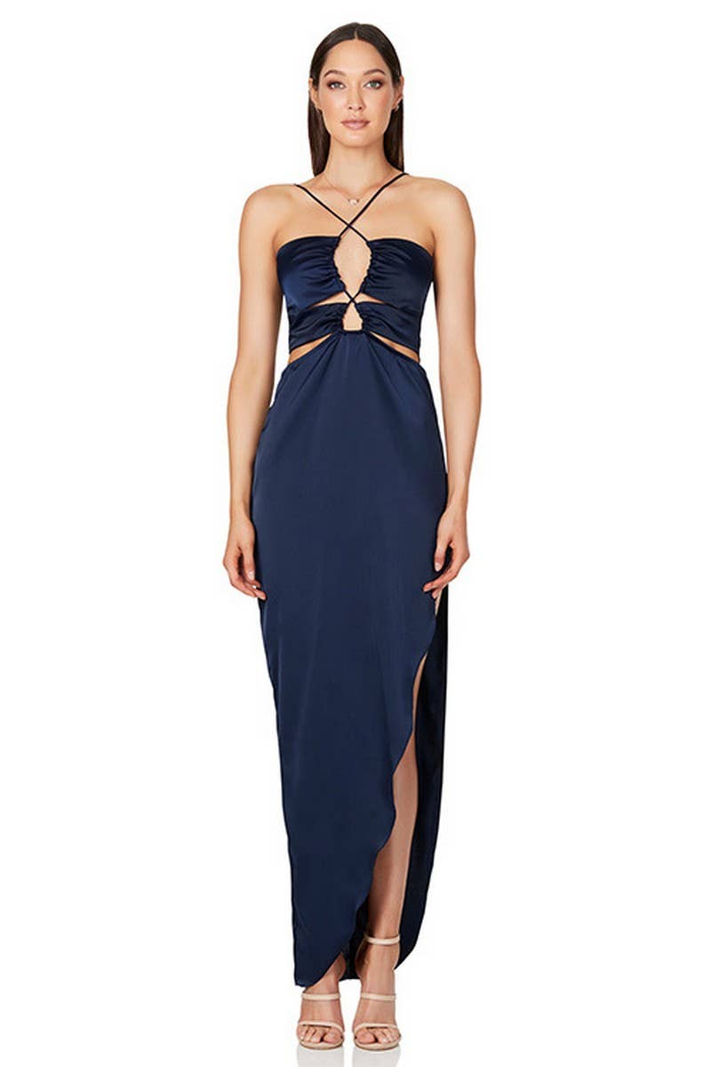 CWDMD01077_SEXY BACKLESS SLIT TIGHT HALTER NECK DRESS