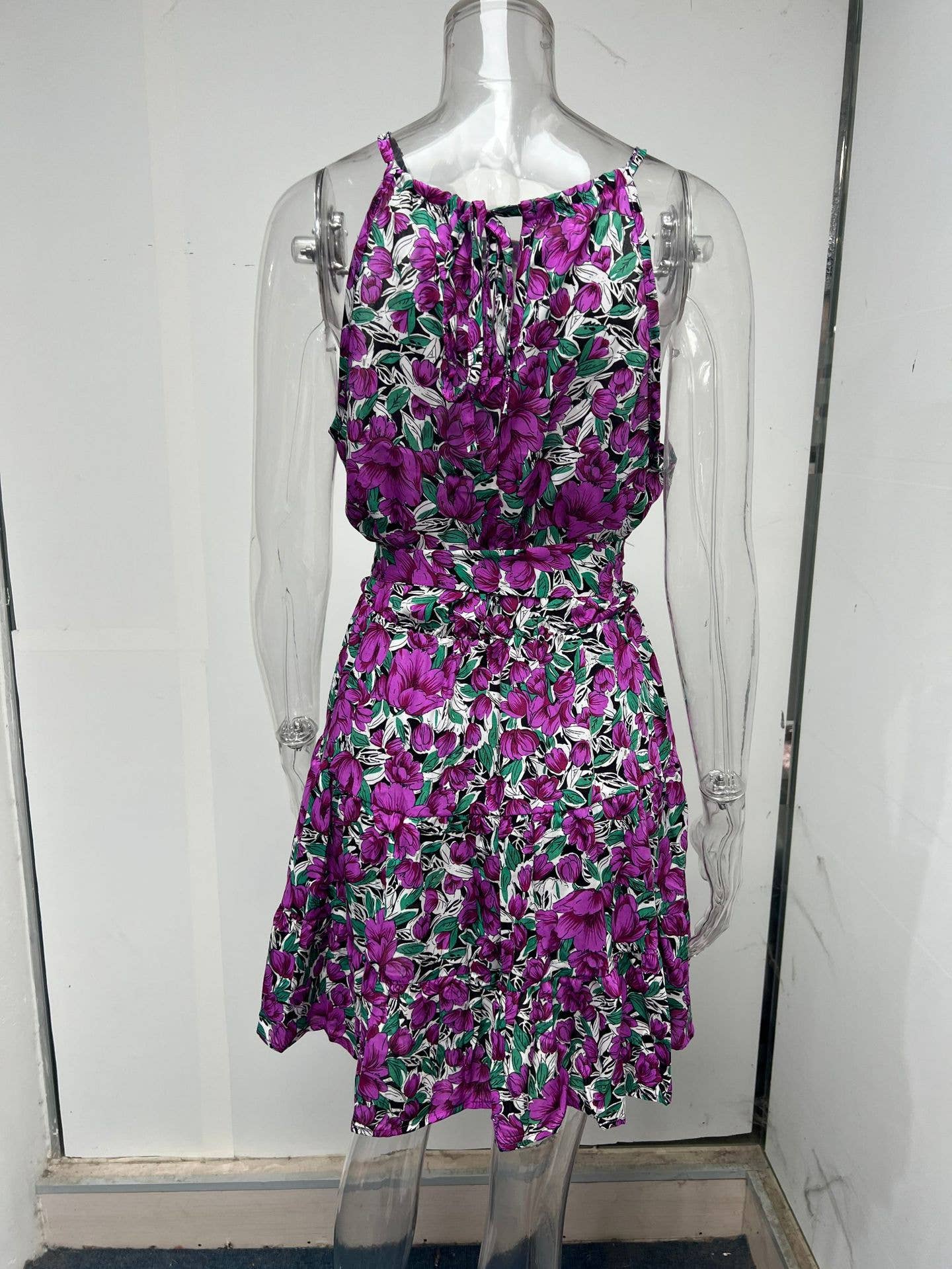 Leisure falbala big pendulum floral dress